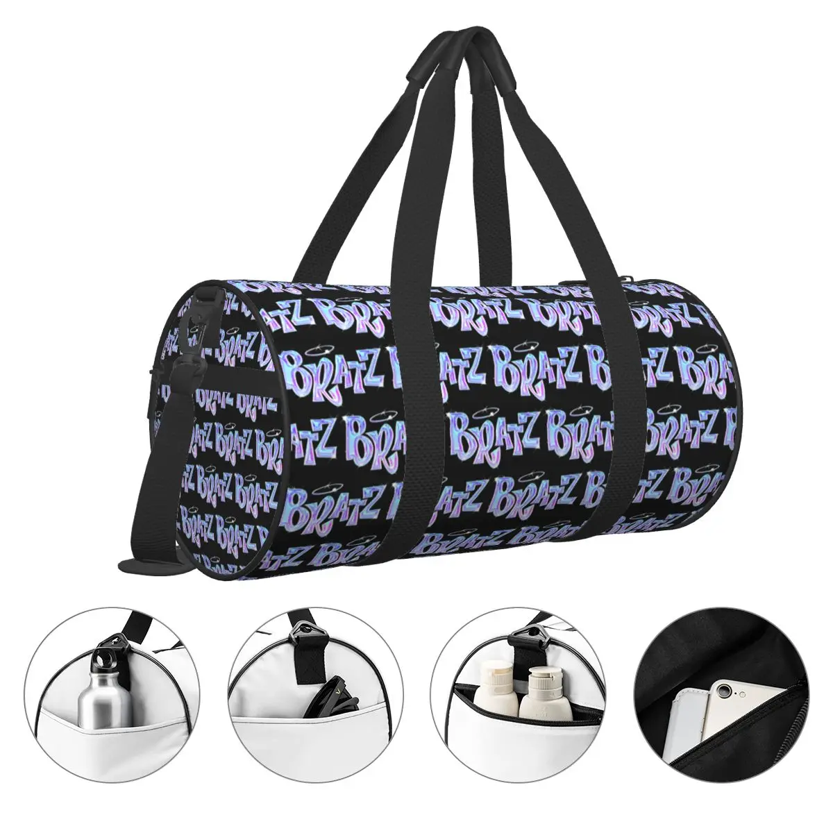 Bratz Logo Sport Bags with Shoes Gym Bag Weekend Male Female Printed Handbag Travel Training Vintage Fitness Bag