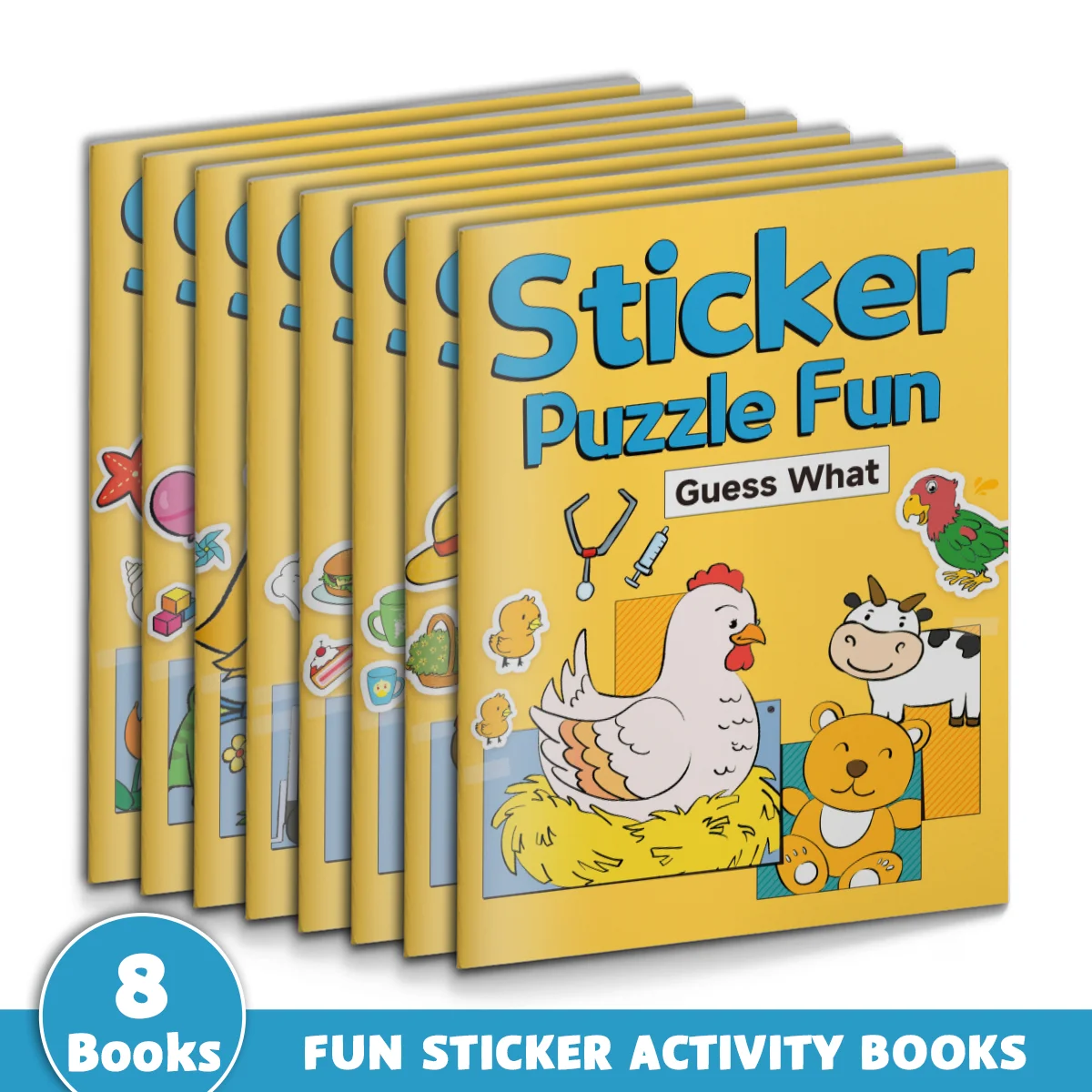 

Коллекция из 8 книг-пазлов с наклейками – увлекательные игры на сопоставление и угадывание для детей
