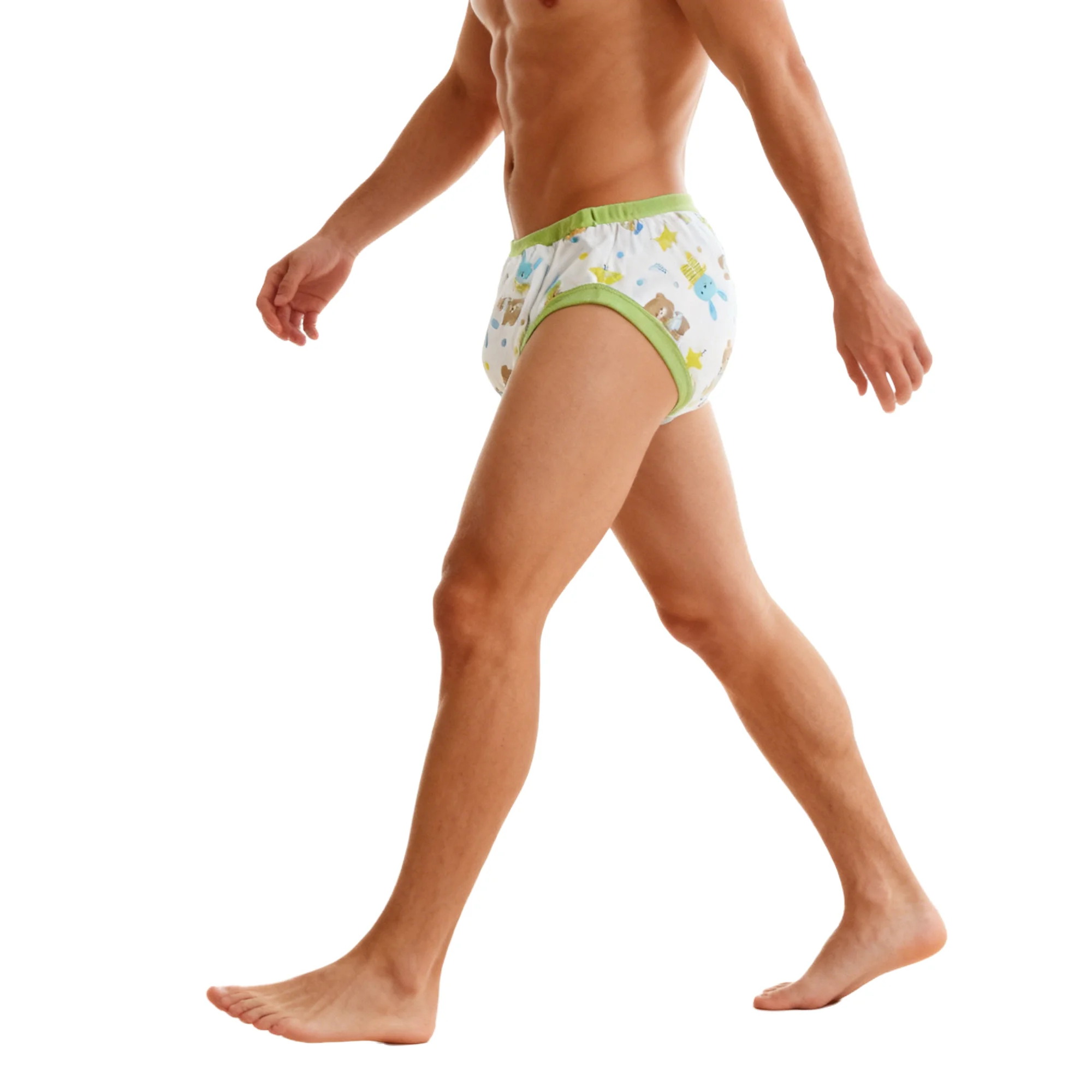 Cotton Cartoon Pattern With Padding Inside ABDL Diaper Brief Boy Adult Panties Training Study Pants Couple Underwear ﻿Washable
