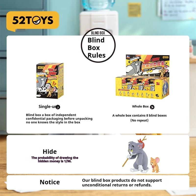 정품 52TOYS 톰과 제리 수집용 피규어 장난감 블라인드 박스 고양이와 쥐 테마 장식용 선물 트렌디한 수집가용 아이템