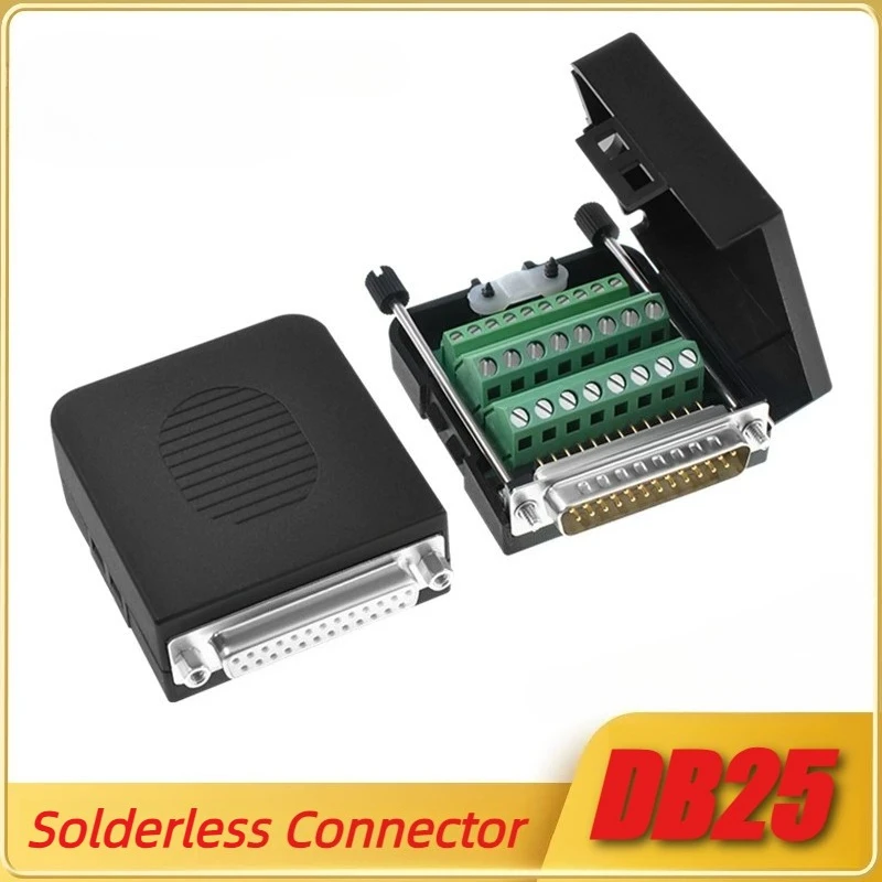 Industrial DB25 Solderless Male/Female Connector Plug DR25 Parallel Port Solderless Terminal Block 2 Rows 25 Pin Hole Adapter