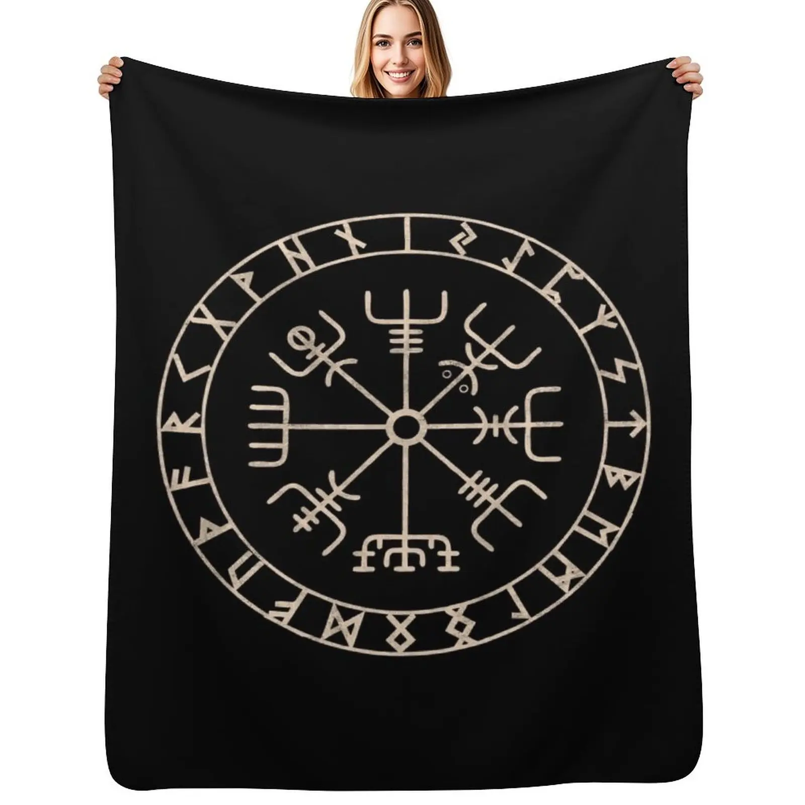 

Runic Viking Compass Vegvisir Celtic Throw Blanket Loose Quilt Large for winter Blankets