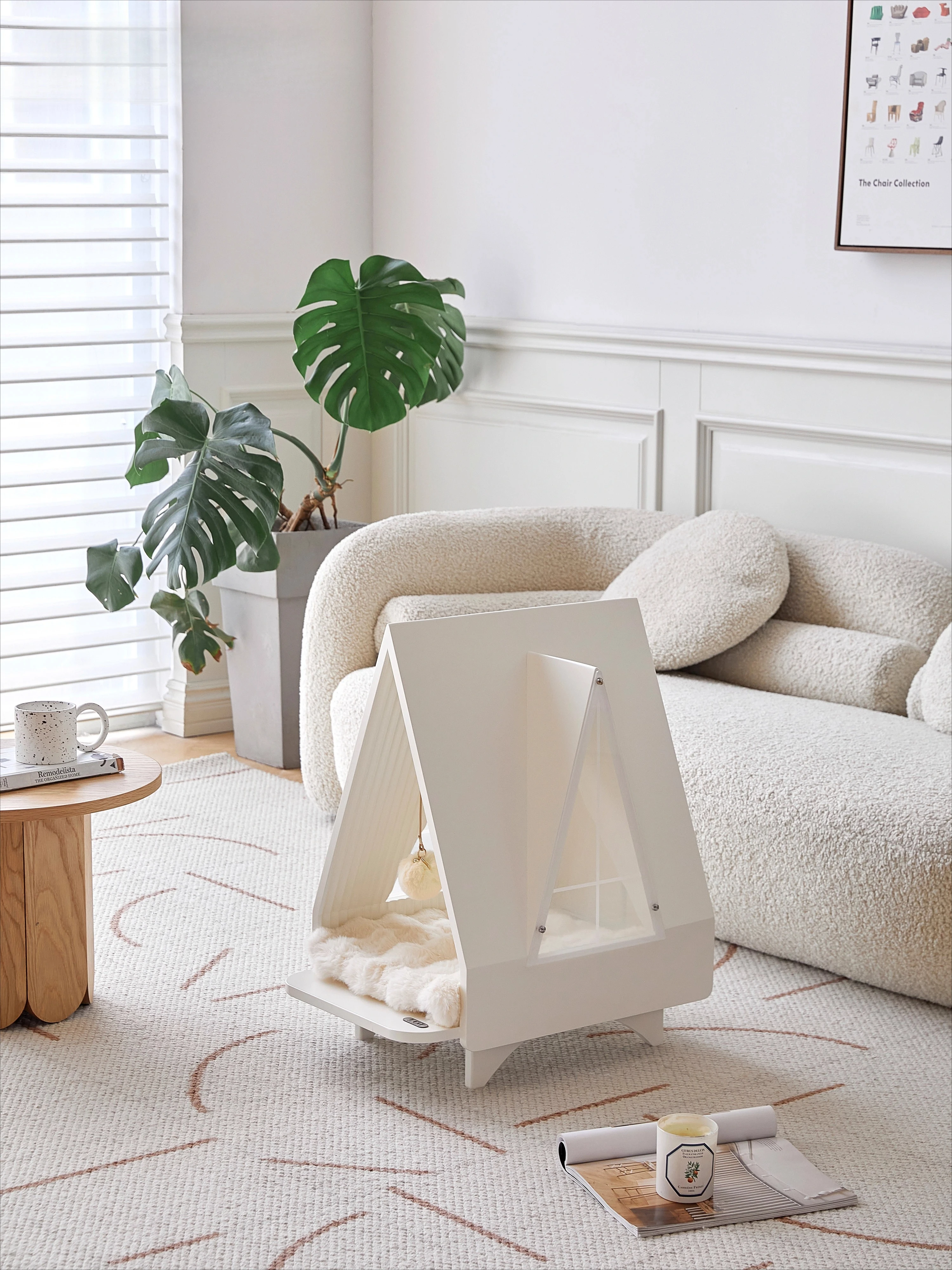 

Jcat auditorium 2025, новая минималистичная кремовая кровать для собак-ветер, четыре сезона, кровать премиум-класса для кошачьего туалета