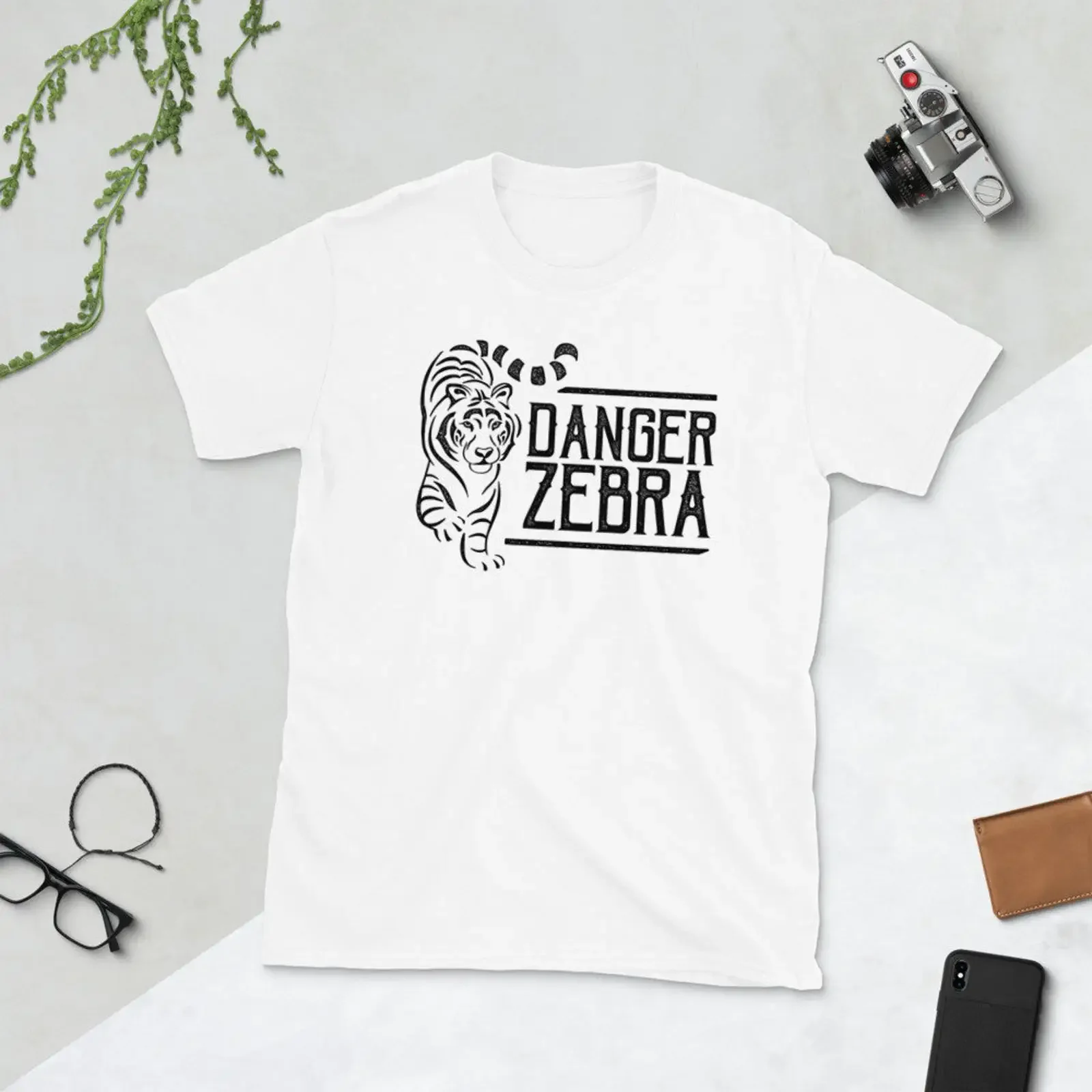 Danger Zebra T Shirt Tiger vintage Washed designer clothes Casual streetwear Versatile graphic homme Stylish Unisex Breathable