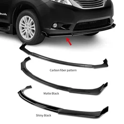 Spoiler Splitter Diffuser Kit For 2011 - 2015 Toyota Sienna 3pc Car Front Bumper Lip Body Kit