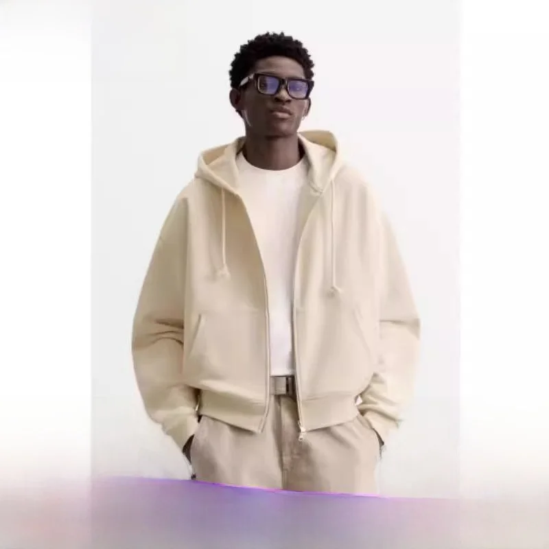 

Новая осенняя мужская толстовка с капюшоном на двойной молнии из чистого хлопка, свободного кроя, на весну, молодежная, в стиле KISS