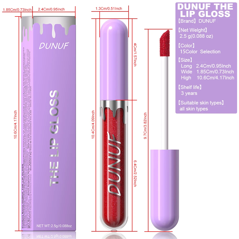 DUNUF Pearl Jules-Rouge à lèvres hydratant, brillant, document facile
