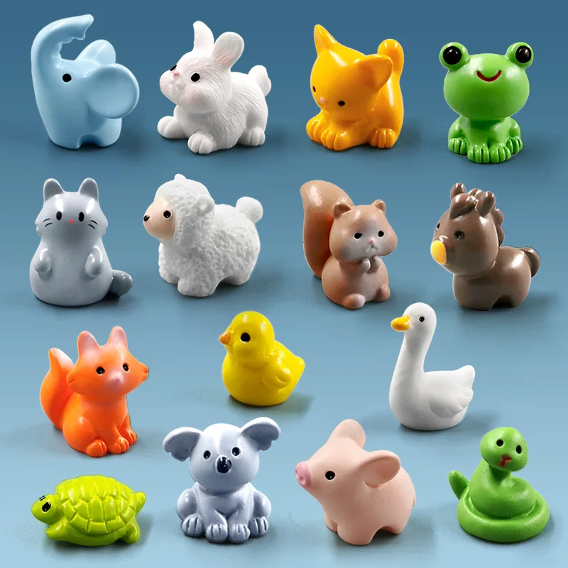 

15Pcs Rabbit Elephant Squirrel Fox Sheep Pig Cat Horse Frog Turtle Snake Figurine Animal Model Action Figure Toy Children Gift