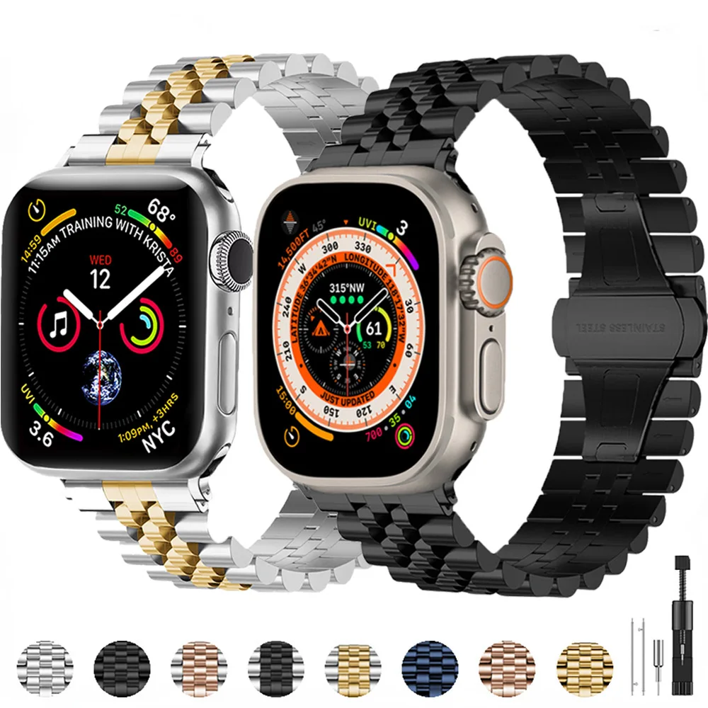 

Metal Strap for Apple Watch Band 44mm 45mm 41mm 40mm 42mm 38mm Stainless Steel Wristband Correa iWatch 7 6 5 4 3 SE 8 Ultra 49mm