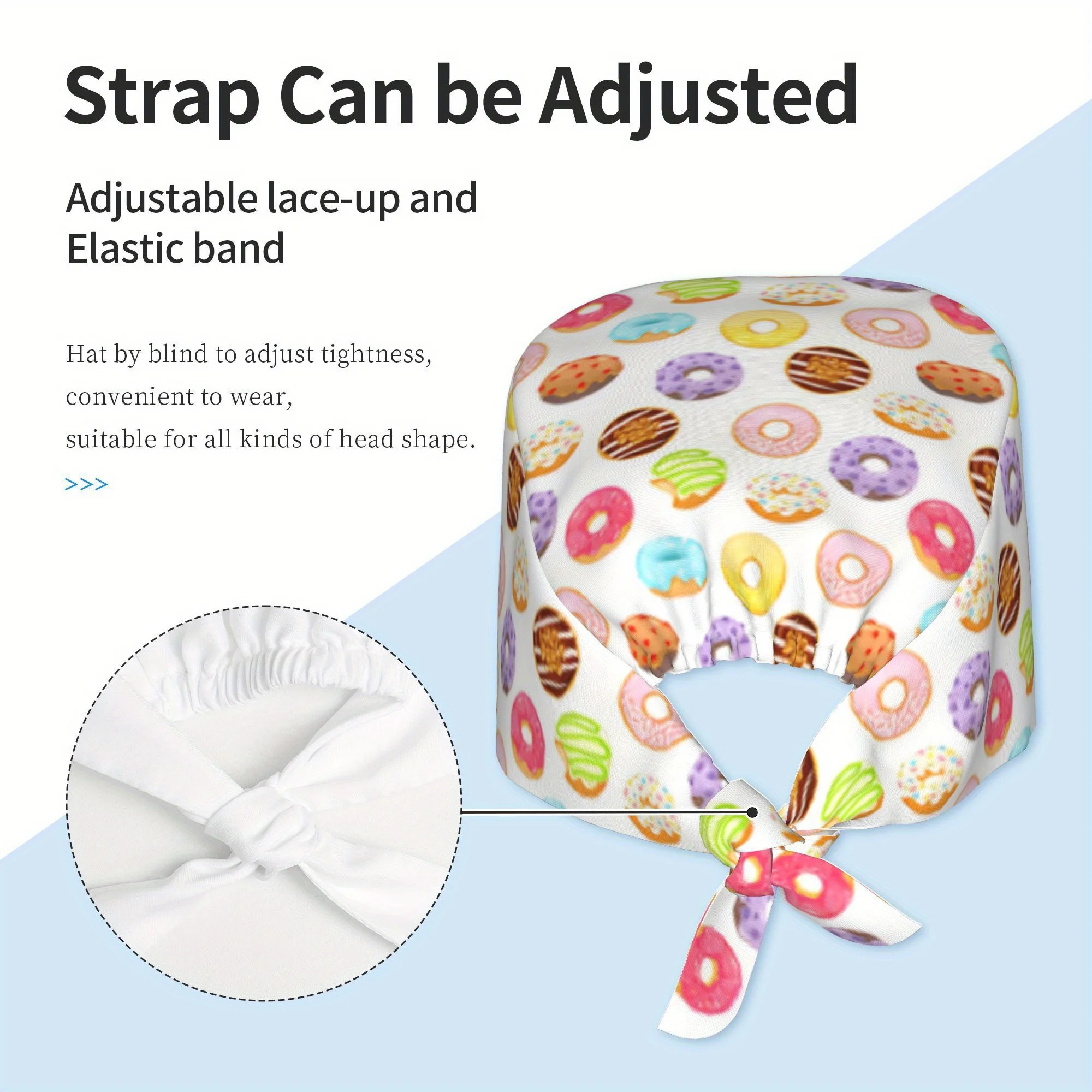 1pc Bakery Shop Donut Print Work Cap - Adjustable, Lightweight, Dustproof Chef & Cooking Hat for Men & Women, Perfect for Father
