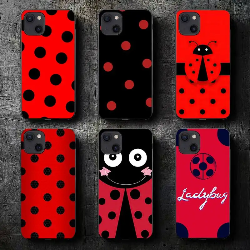 Insect Seven-star ladybug Painted Colourful Phone Case For iPhone 11 12 Mini 13 14 Pro XS Max X 8 7 6s Plus SE XR Shell