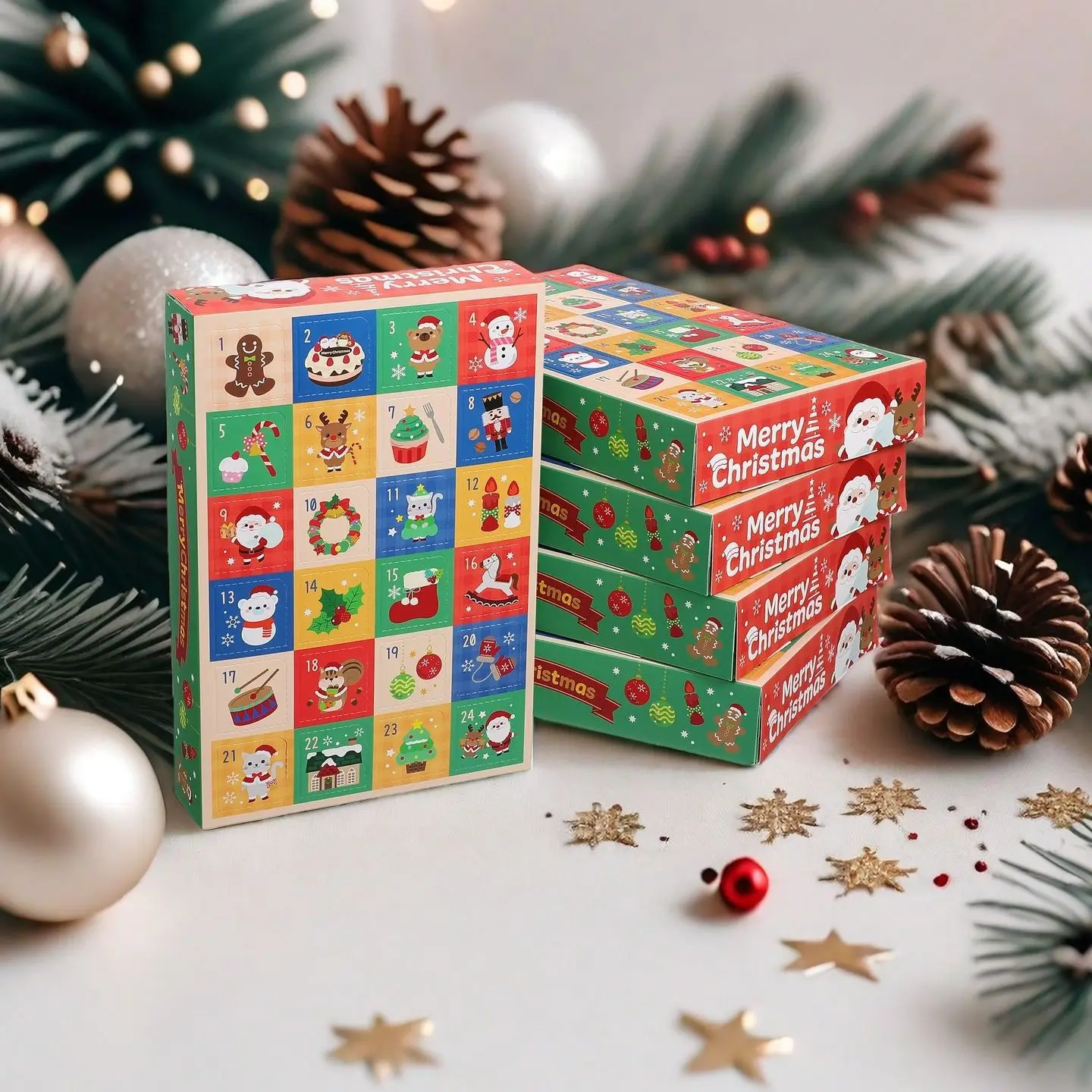 

Christmas Surprise Boxes Advent Calendar Boxes 5PC Kit DIY Funny 24 Days Xmas for Holiday Favors Candy Wrapping Diy Paper Boxes