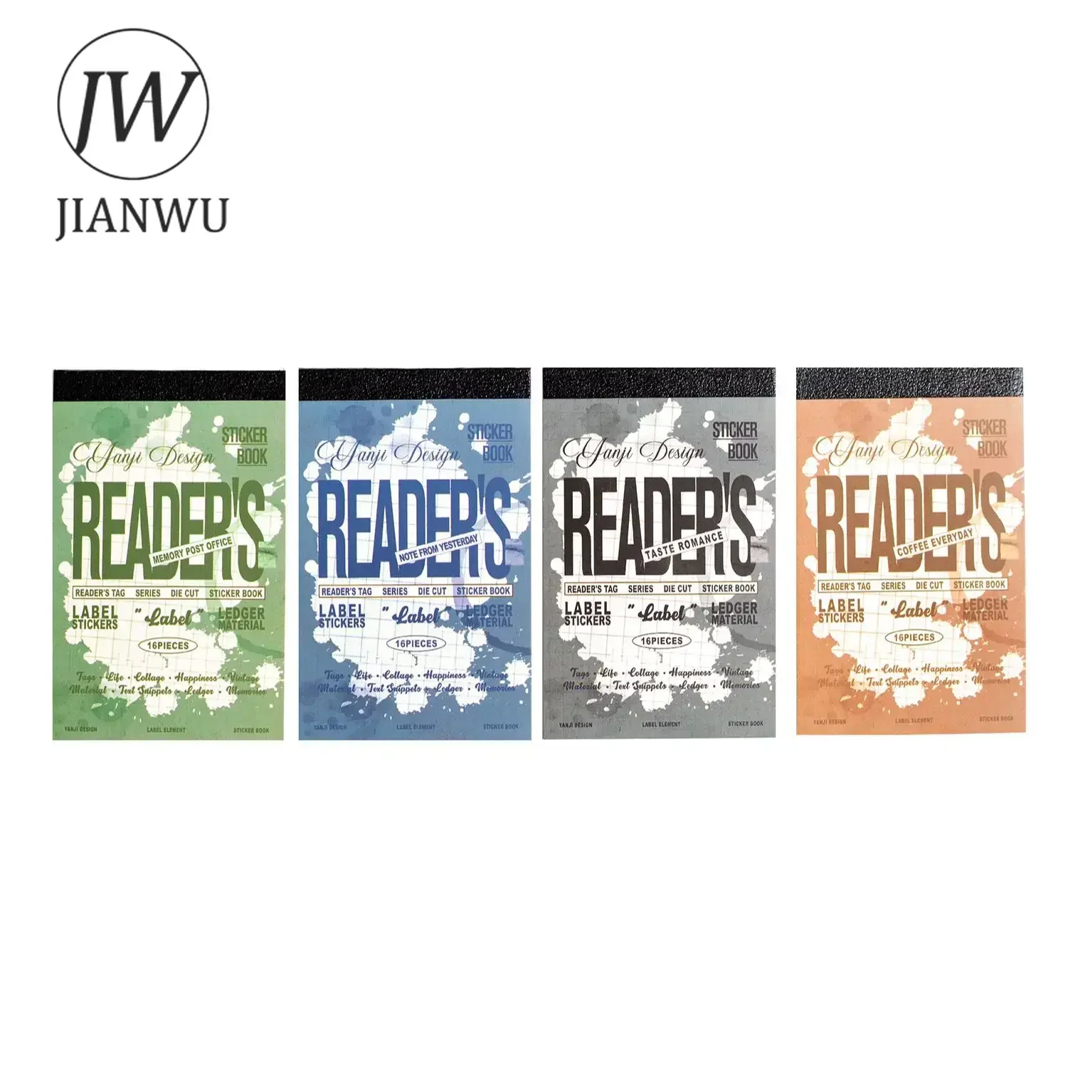 JIANWU Reader Tags Series Vintage English Text Label Material Collage Sticker Book Creative DIY Journal Scrapbooking Stationery