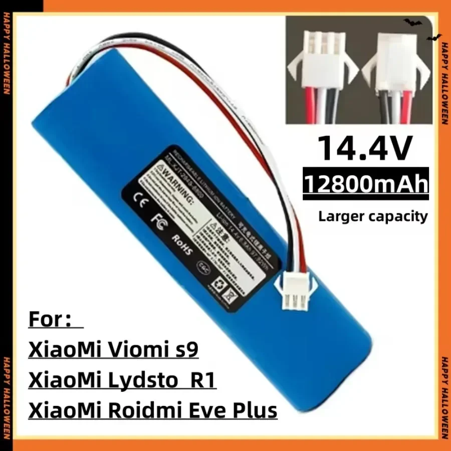 ประสิทธิภาพสูง 12.8Ah แบตเตอรี่ลิเธียมไอออนสําหรับ Xiaomi Lydsto R1 Viomi S9 Roidmi Eve Plus เครื่องดูดฝุ่นหุ่นยนต์,18650 แบตเตอรี่