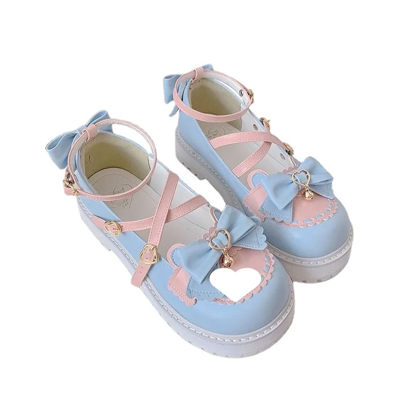 2023 New Autumn Lolita Shoes Bow Cute Soft Girl Wild College Style JK Uniform Round Head Small Leather Shoes Kawaii Shoes