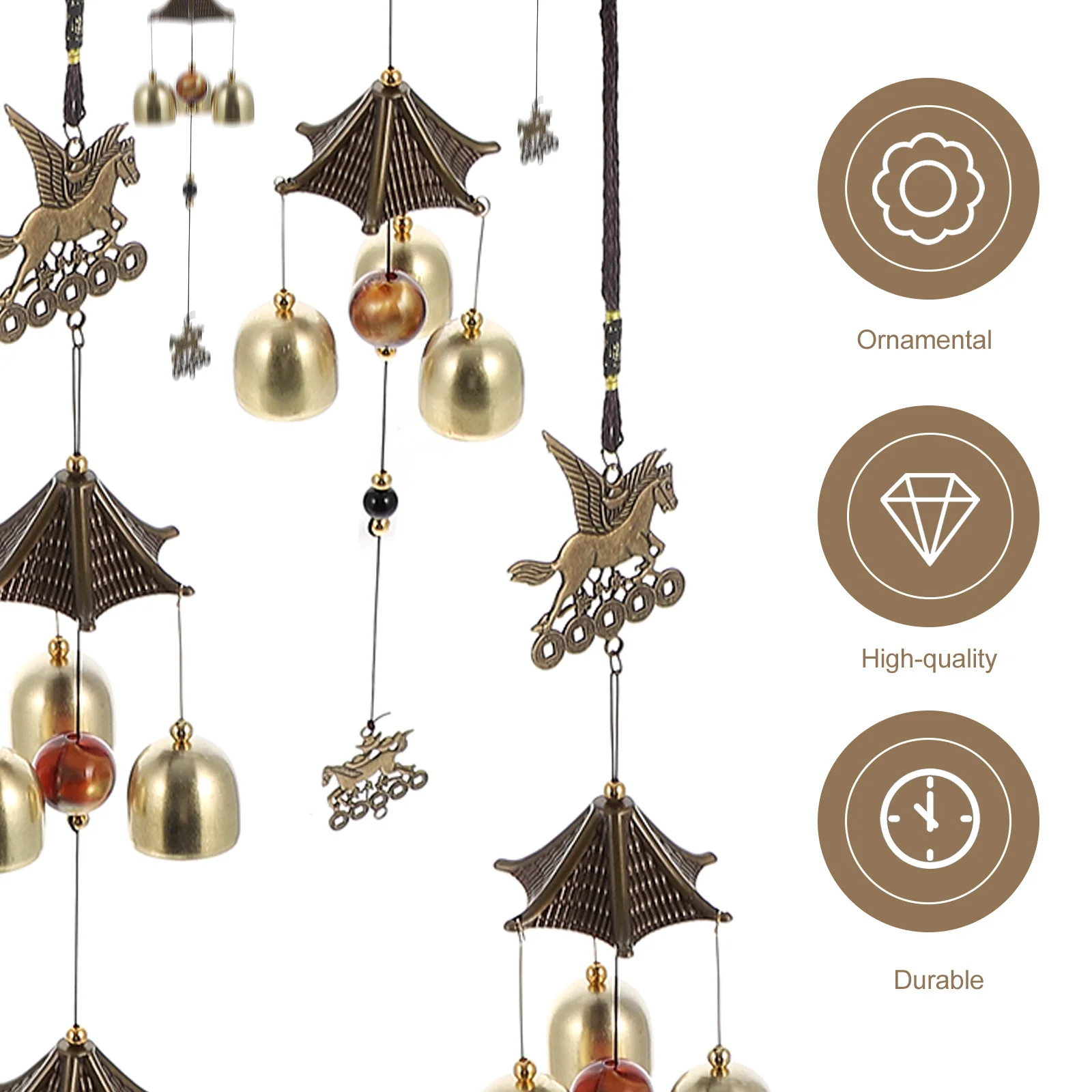 

2Pcs Flying Horse Wind Chimes Sturdy Metal Wind Bells Decorative Home Indoor Outdoor Relaxing Sound Gifts Home Decor Pendants