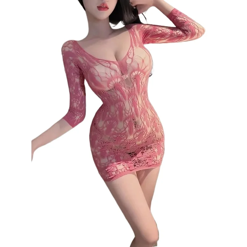 

Сексуальное женское короткое мини-платье, сетчатое кружевное прозрачное платье с открытыми рукавами и открытой промежностью, жаккардовое платье Pure Desire, элегантное платье для сна