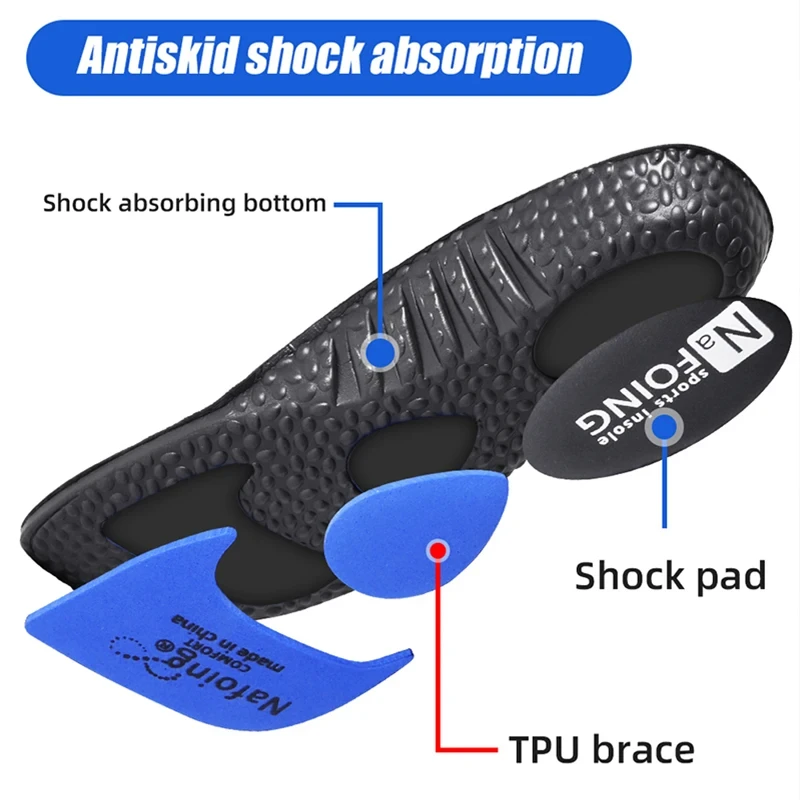 EVA Insoles สําหรับรองเท้า Shock พื้นรองเท้า Orthotic Absorption ระงับกลิ่นกาย Breathable Cushion Running Insoles สําหรับฟุต Arch Support