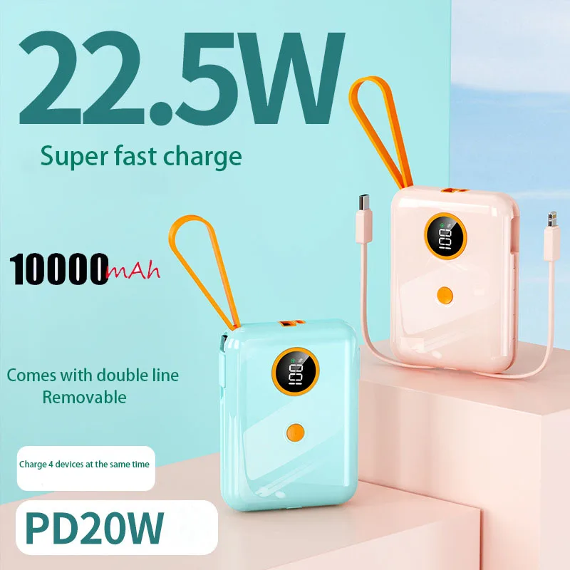 PD20W Mini Portable Super Fast Charge Comes with Charging Cable Power Bank 10000 MAh Large Capacity Mobile Power Supply