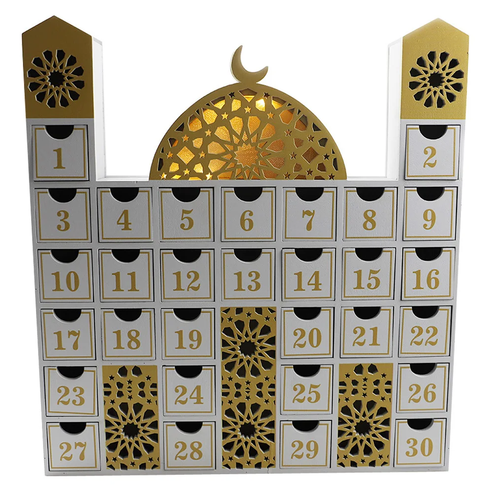 

Wooden Ramadan Advent Calendar DIY Countdown Calendar Drawer Desktop Ornament For Muslim Ramadan EID Mubarak Party Decoration