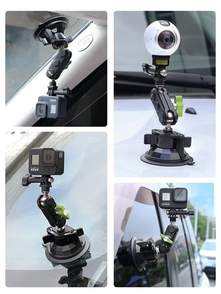 V Log Style 360 Adjustable Sefie Stick for Mobile Phone and Action Camera with Suction Cup Mount for Car