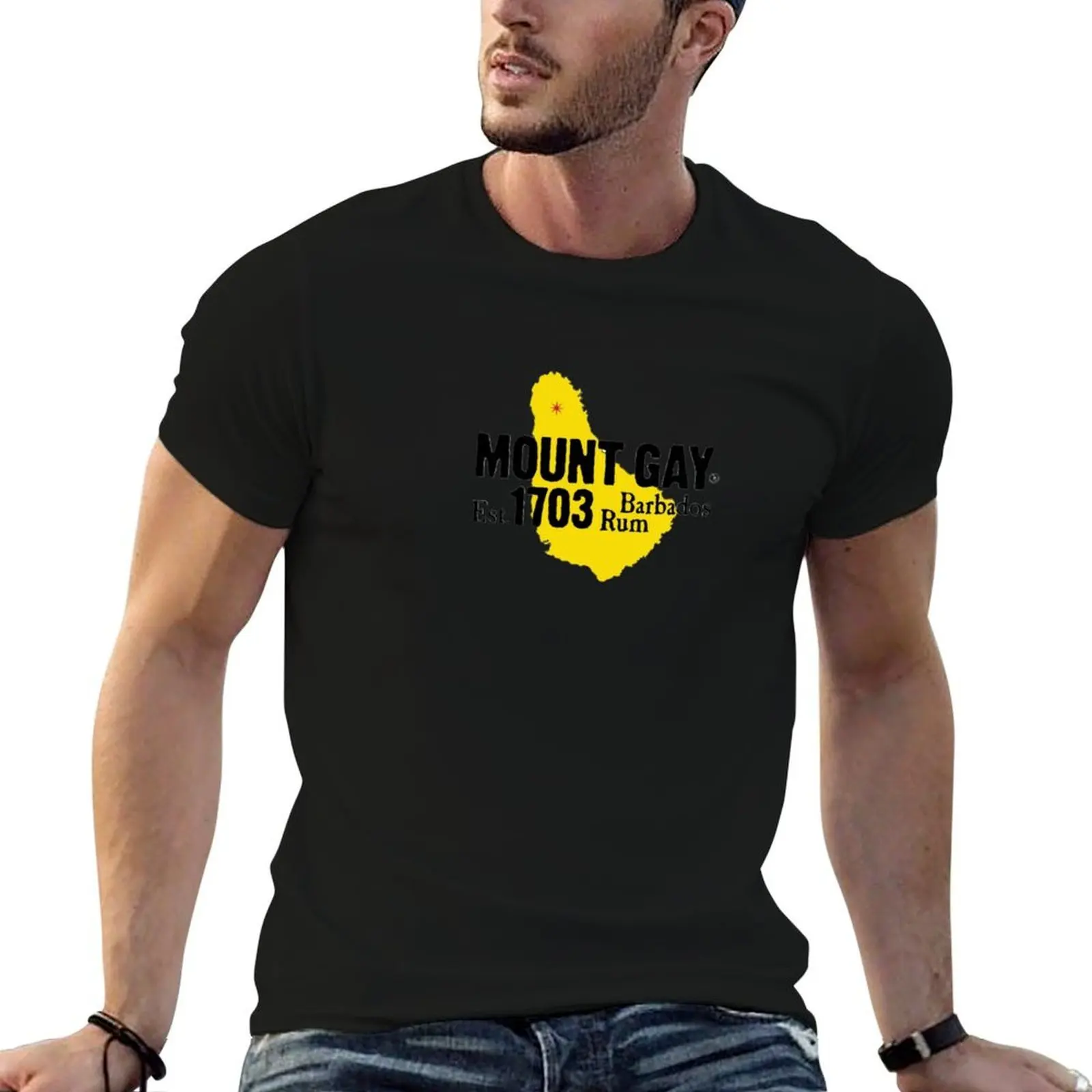 Camiseta Mount Gay Barbados Rum, camiseta para hombre, camisetas gráficas divertidas para hombre, camiseta suave de algodón