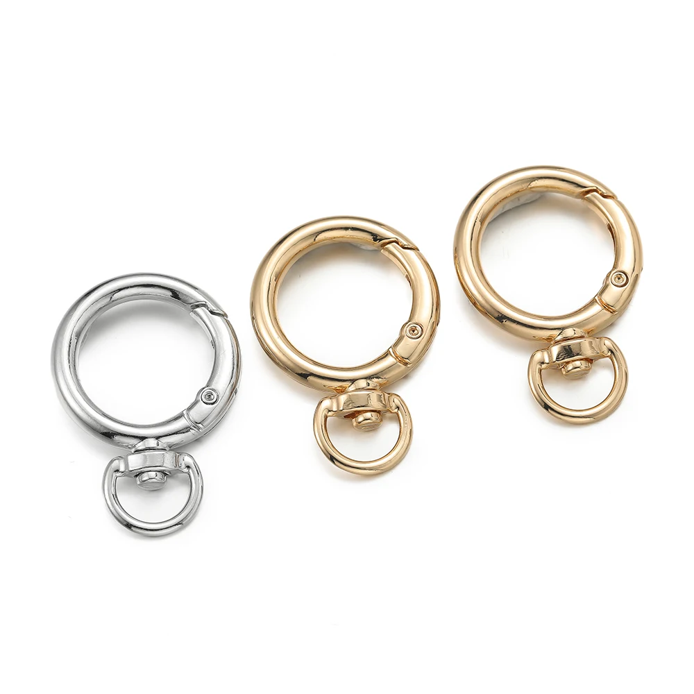2Pcs Round Shape Rotation Alloy Lobster Spring Clasps Openable Key Ring Hook Connector Dog Chain Buckles for DIY Jewelry Making