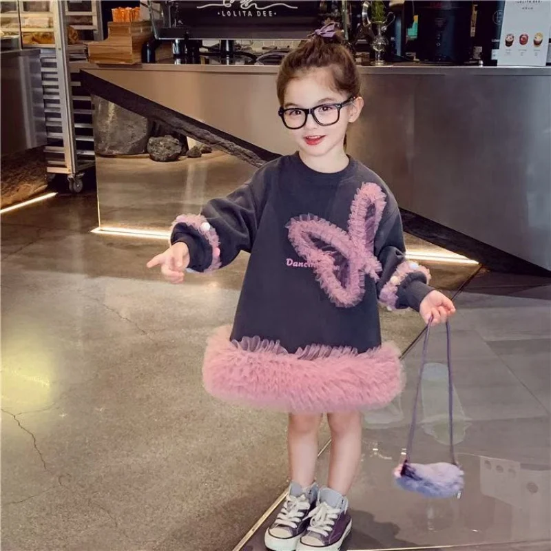 

Girls' Dress Children's Spring and Autumn Casual Dress 2025 New Western-style Girls' Spliced Mesh Princess Dress 100-160CM