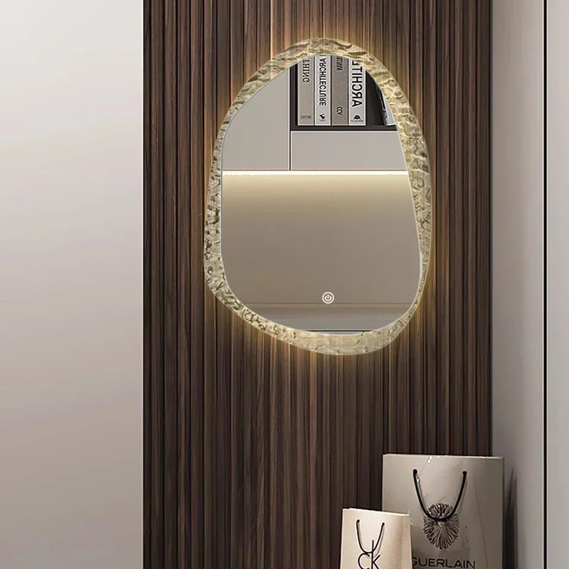 المدمجة مرآة حمام متموجة غرفة المعيشة إنفينيتي الحديثة الغرور مرآة جمالية غير النظامية مستحضرات التجميل Espelhos ديكورات المنزل #6