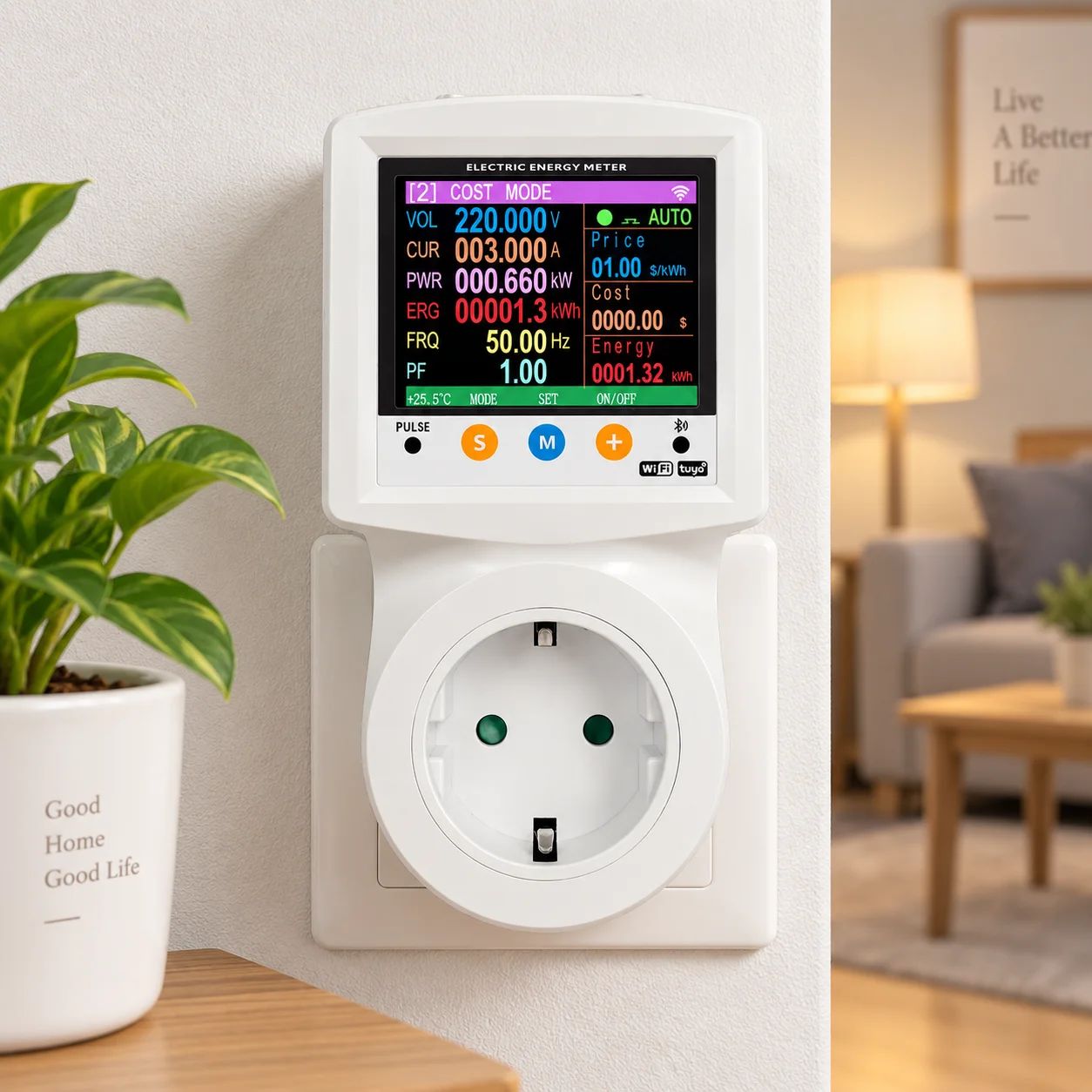 16A Tuya WiFi Smart Socket Energy Meter LCD Voltage Current Power Monitor Over Under Voltage Overcurrent Protector EU UK US Plug