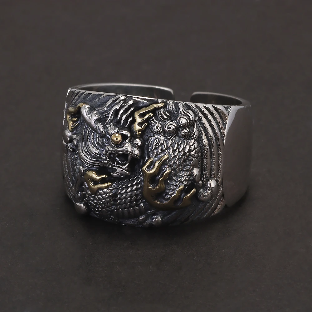 Bague Dragon en argent Sterling 925 pour hommes, Punk Rock, Style rétro, réglable, Fine, Cool, bijoux tendance, cadeau