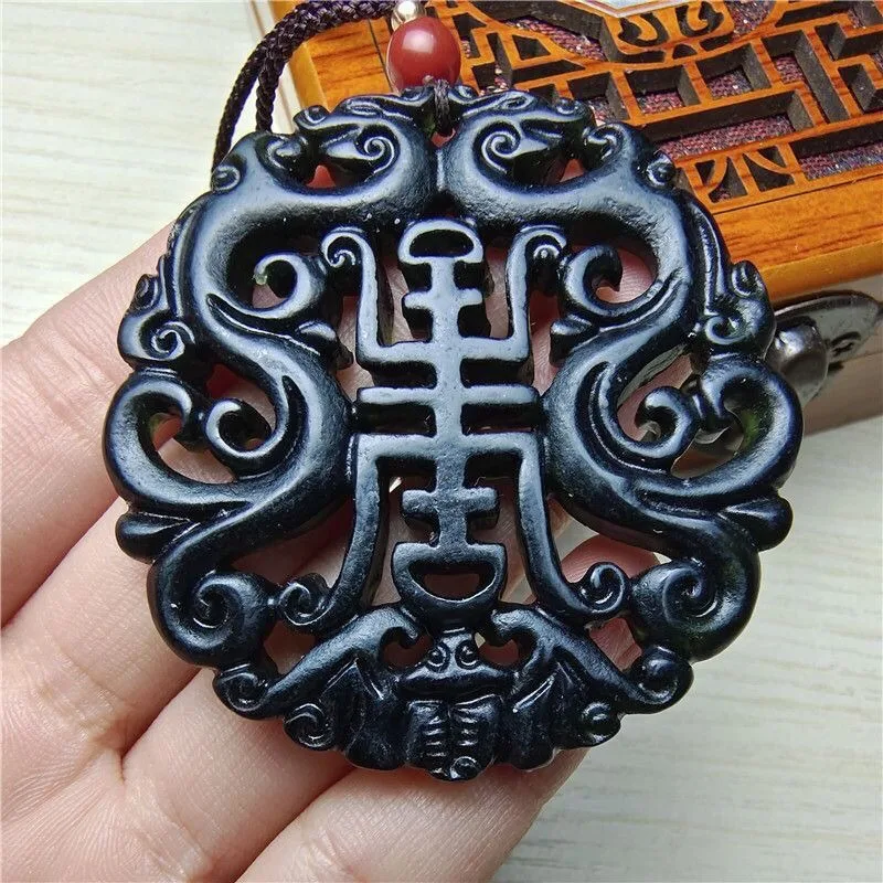 Natural Medicine King Stone Pendant Necklace, Ink Jade Pendant Jewelry New Fashion Style