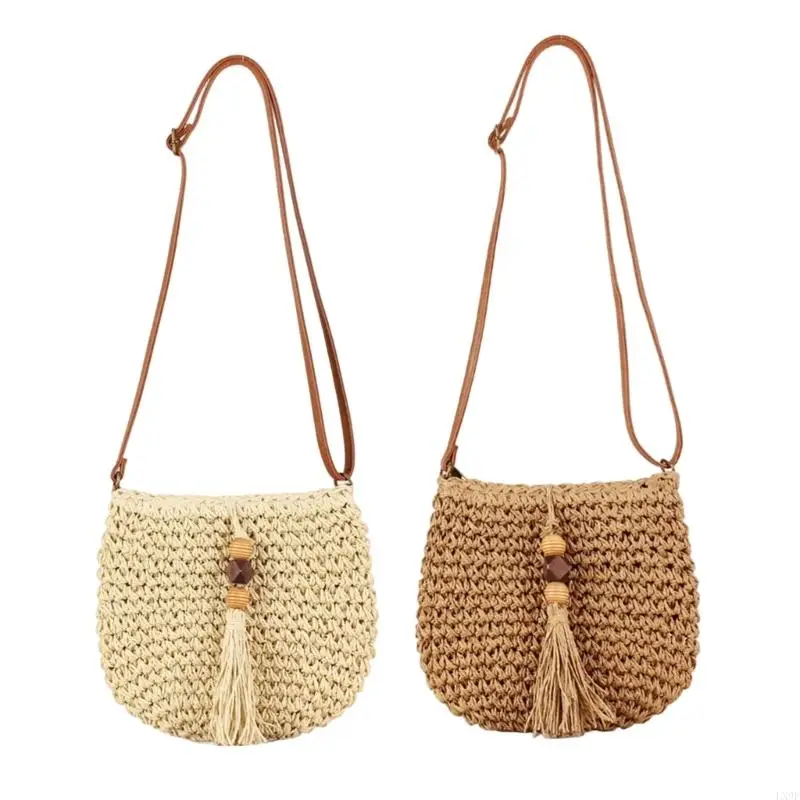 

LX9F Creative Bohemian Straw Bag For Women Summer Beach Crossbody Bag Satchel