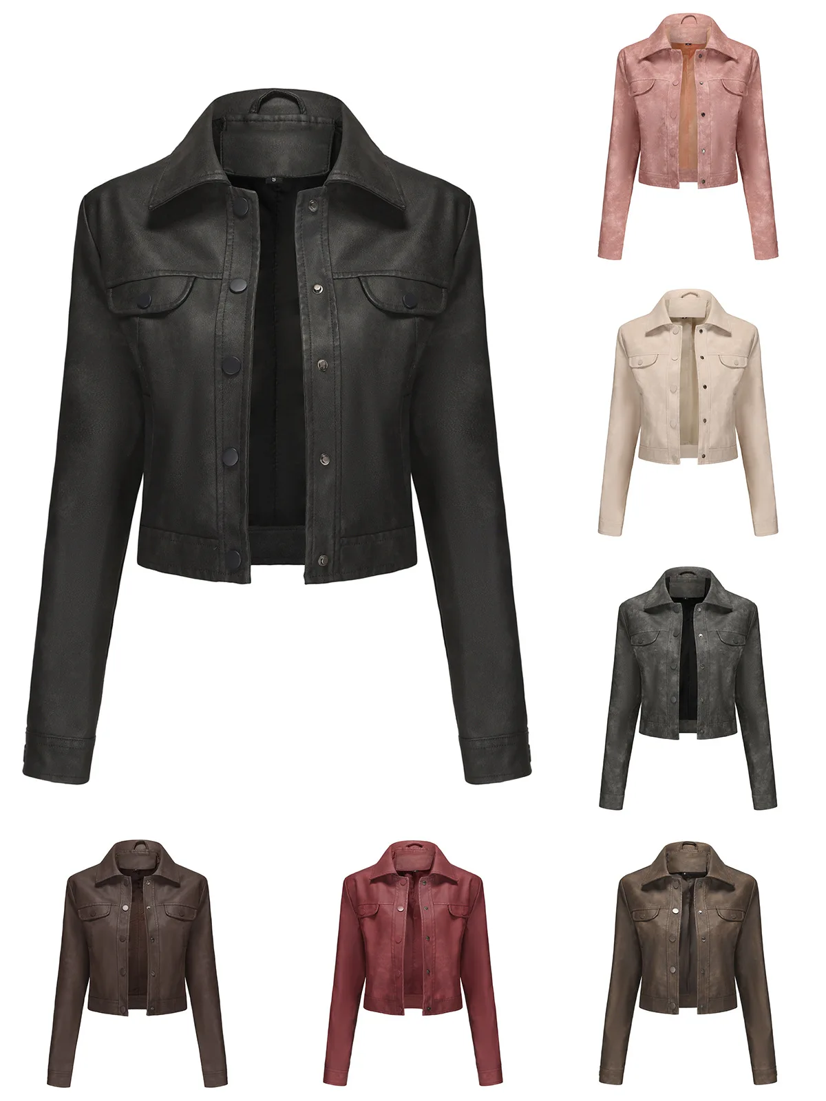 Purchasing 2024 Spring and Autumn Thin Leather Jackets, Women\'s Casual Jackets, Fashionable and Popular Motorcycle Jackets