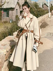 LANMREM Double-sided Woolen Coat Women's Mid-length Autumn And Winter Contrast Color Loose High Street Luxury Coats 2R7803