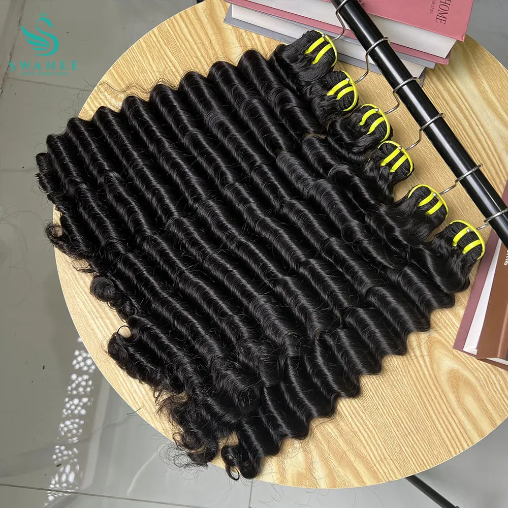 

Натуральные волосы Doube Drawn Deep Wave Remy Raw Virgin Weaving, 100% человеческие волосы, свободные кудри, водная волна, натуральные пучки для наращивания для женщин