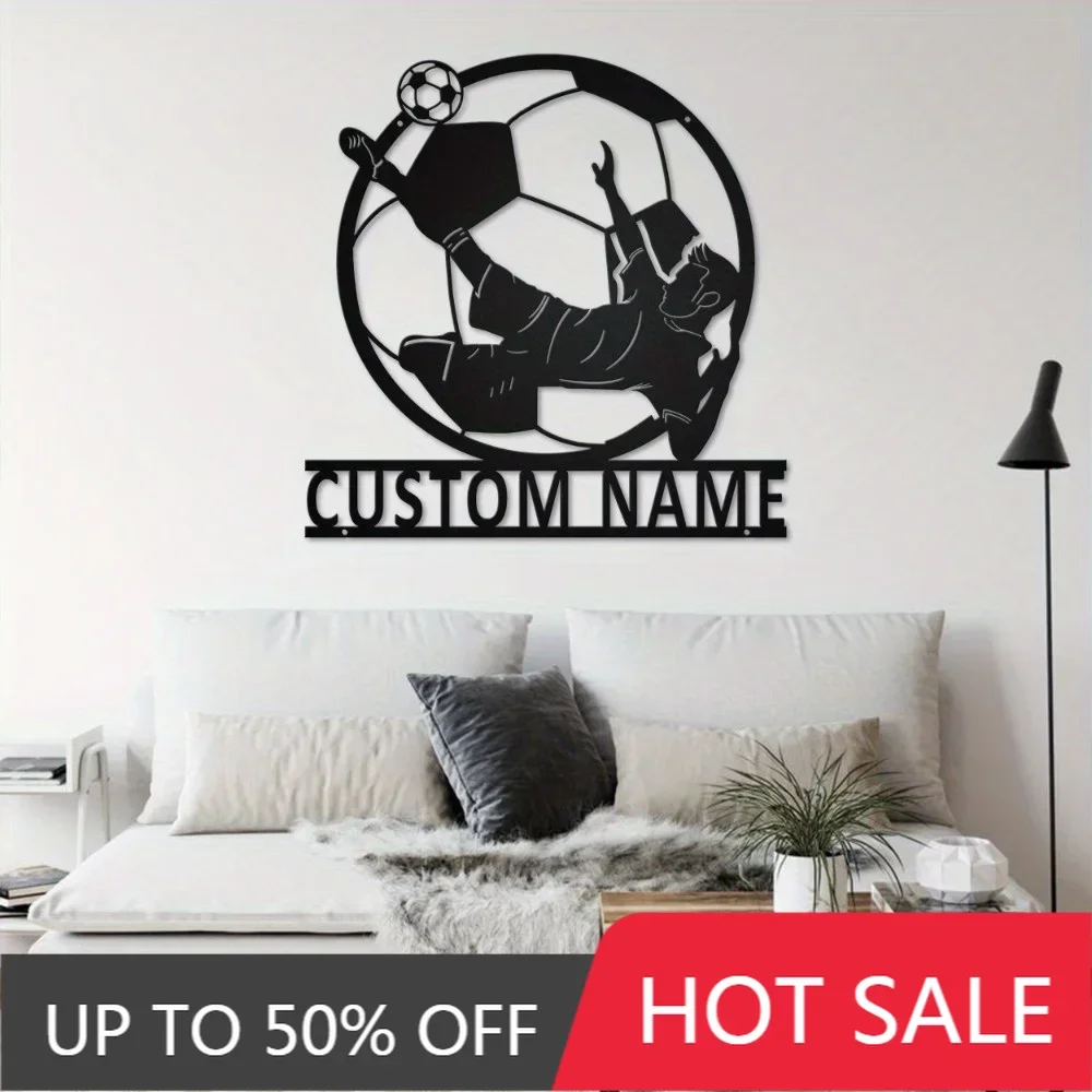 1PC Unique Personalizable Football Themed Metal Sign with Tailored Silhouette Wall Art for Home Garden Indoor Outdoor Spaces