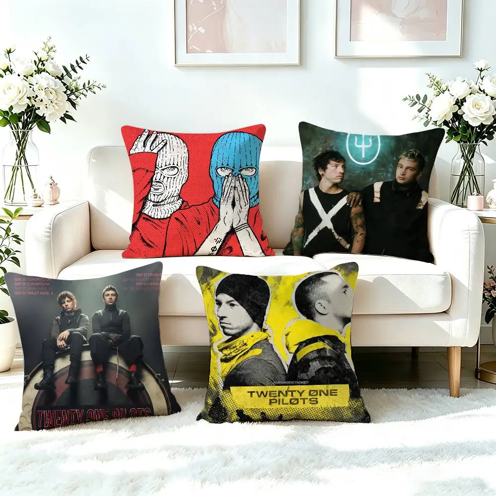 T-Twenty One Pilots Band  Pillow Case Square Double-Sided Sofa Cushion Cover Bedroom Bedside Pillow