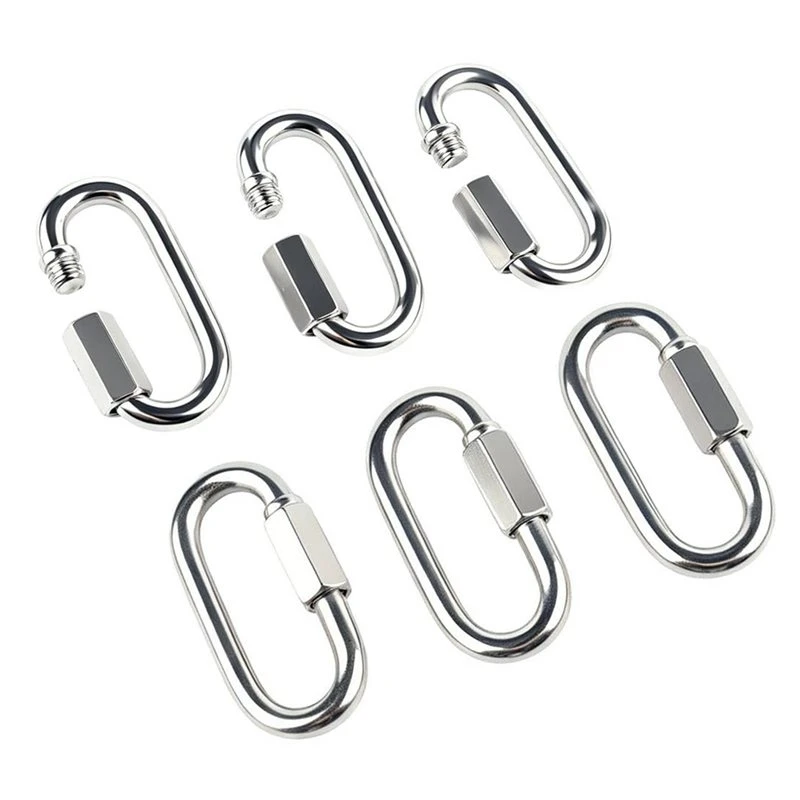 A02F-M8 304 Stainless Steel Chain Quick Links- 6-Pack 3 Inch Stainless Steel Connectors