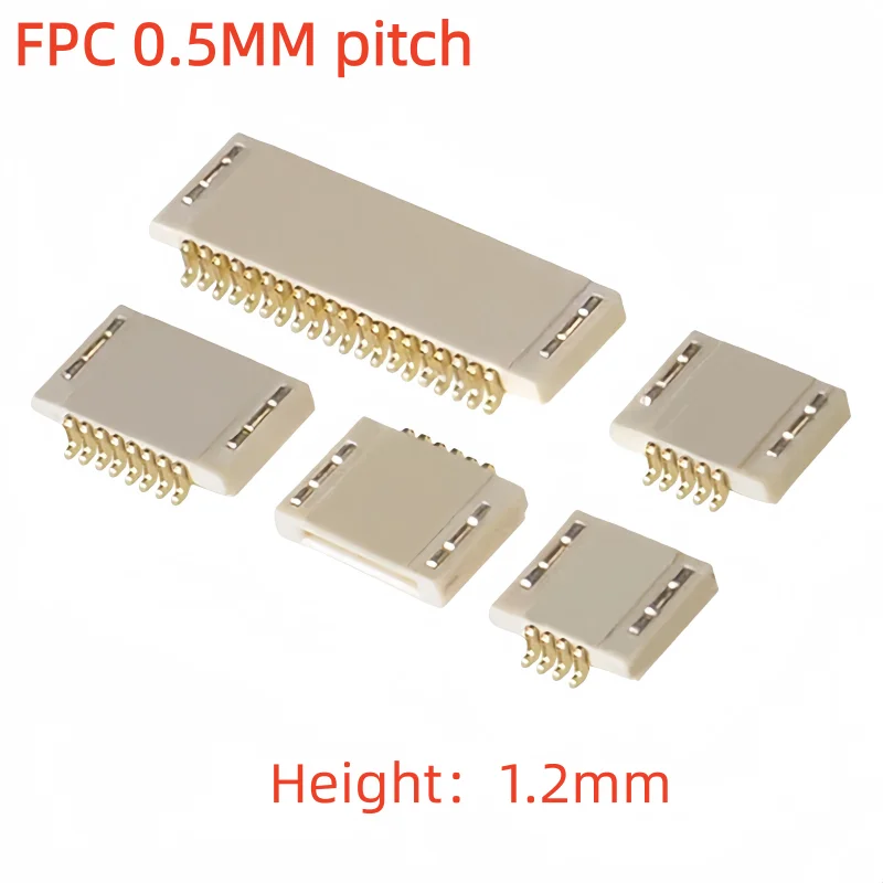 10PCS FPC/FFC Connector 0.5MM Pitch Flat flexible cable socket Double-Sided 1.2H No-locking 4P 5P 6P 10P 14P 15P 16P 18P 20P