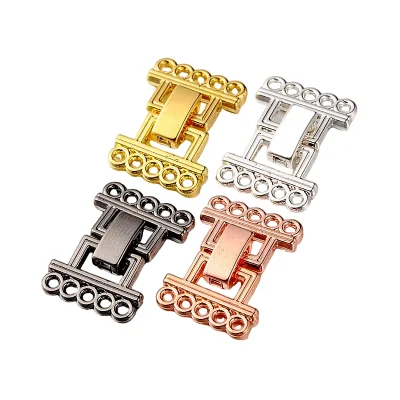 

50Set Brass Fold Over Clasps 10-Hole Alloy Buckles Fastener Clasp DIY Jewelry Making Necklace Bracelet End Connector Accessories