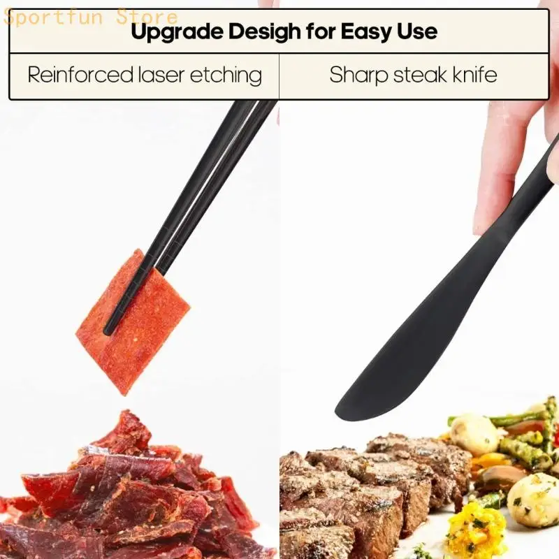 Camping Utensils Hiking Cutlery Portables Stainless Flatware Spoon Fork Knifed for Backpacking Road Lunch X7JD