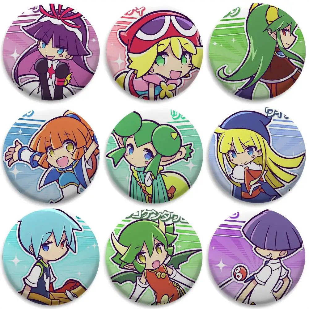 لعبة P-Puyo P-Pop F-Fever Sig شارات مستديرة رائعة شارة دبابيس الإبداعية للملابس قبعة ظهره هدية اكسسوارات