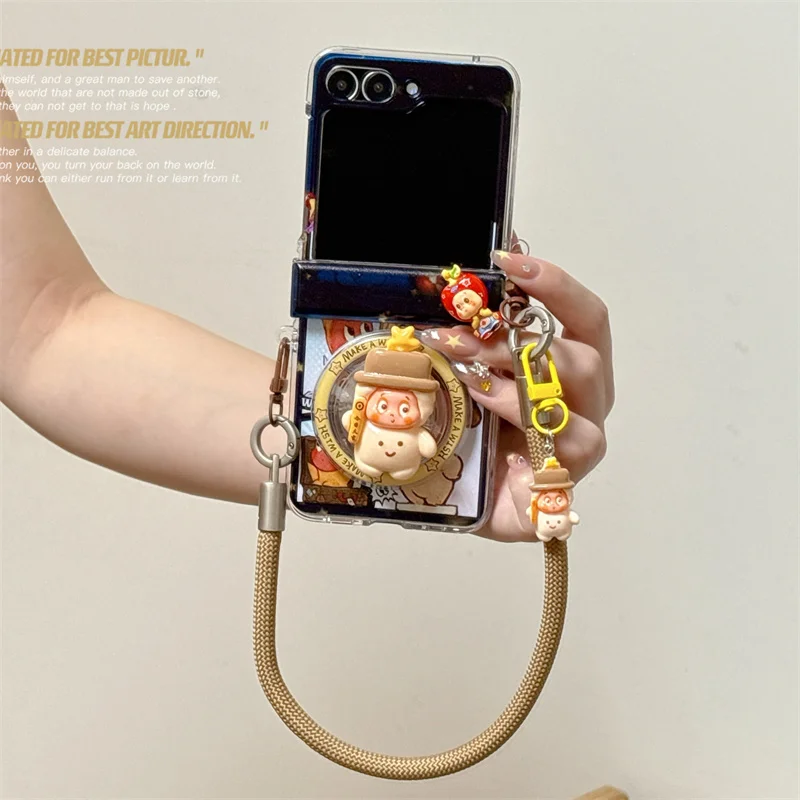 

Fashion Night Sky Stars Magnetic Phone Case For Samsung Galaxy Z Flip 7 5 6 ZFlip7 ZFlip6 Cover with Stand Lanyard Cases