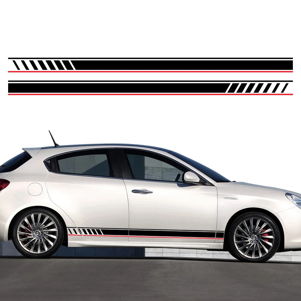 

Наклейки на боковую юбку автомобиля для Alfa Romeo Giulietta, 2 шт., Стильная Спортивная виниловая пленка в полоску, декоративные наклейки, аксессуары для тюнинга автомобилей и внедорожников