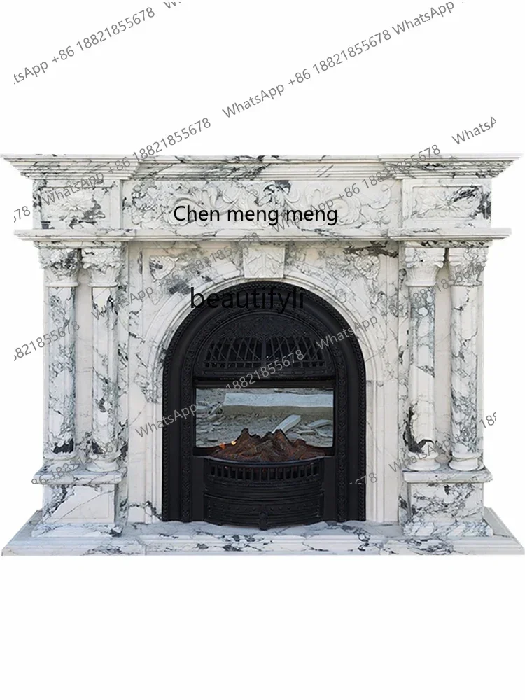 

new styleNatural Stone Arabescato Fireplace French Interior Decoration Stone Carving Marble Fireplace ss 7304