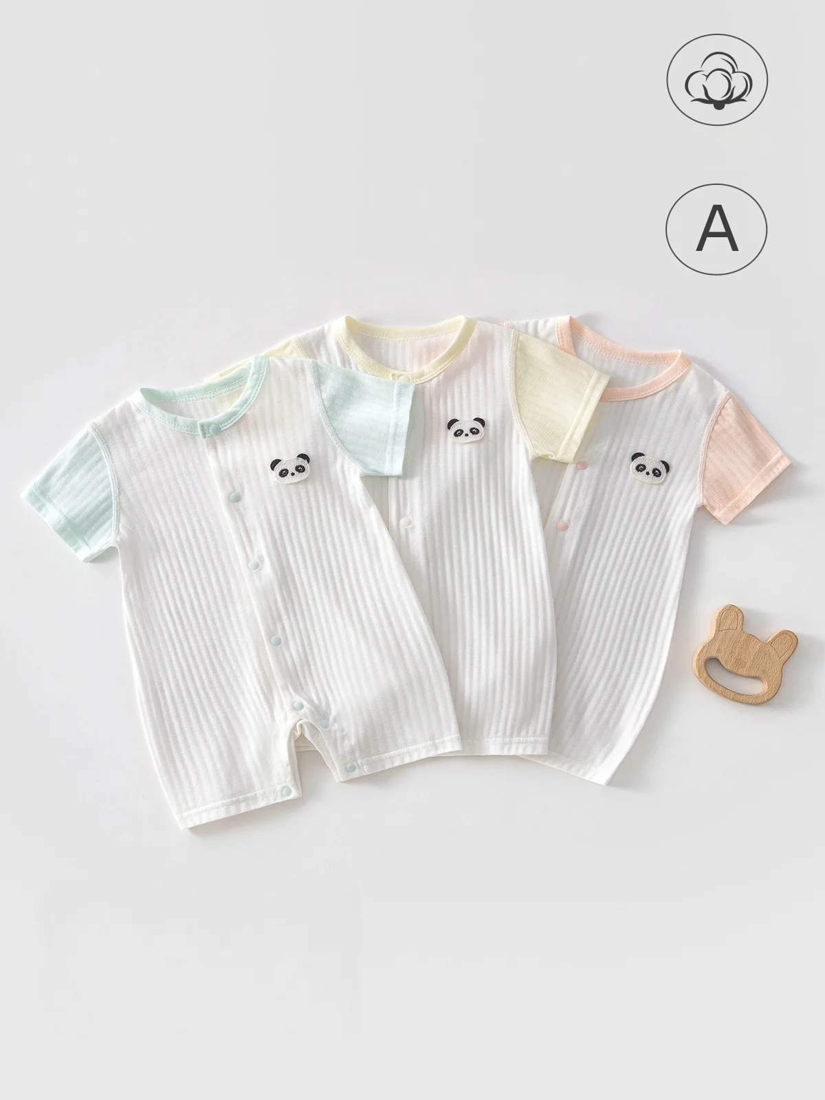 2026 Summer Infant Baby Sleepwear Jumpsuit Panda Breathable Romper Short Sleeved Newborn Cotton Onesie for Boys Girls