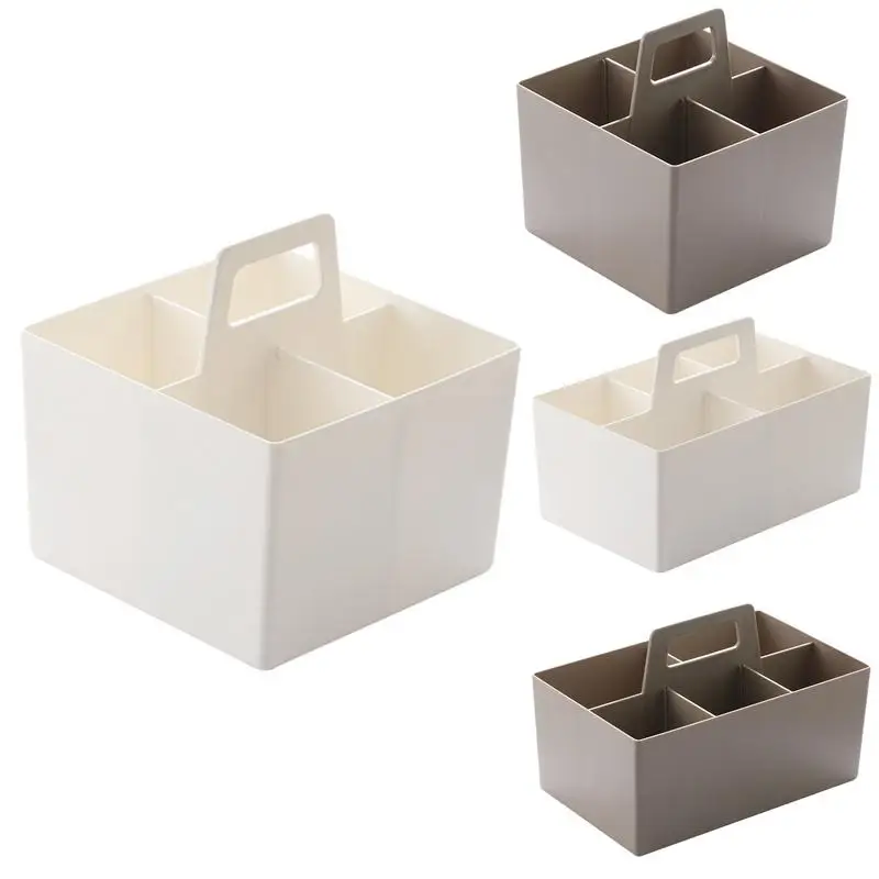 Divided Storage Containers Compartment Storage Containers With Handle Stackable Portable Desktop Organizing Supplies, Household
