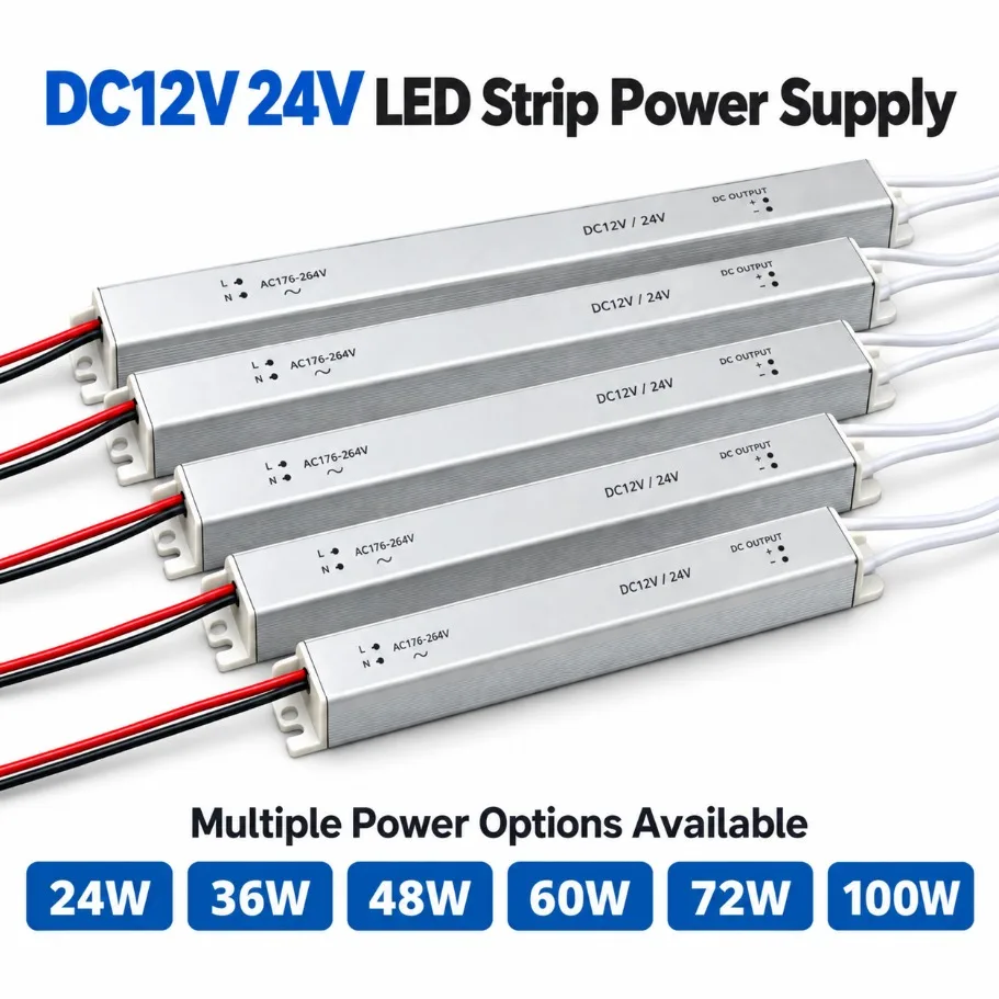 1-2 Stück Aluminiumgehäuse LED-Netzteil AC180-240V zu DC12V 24V 24W 36W 48W 60W 72W 100W LED-Streifen-Treiber-Transformator