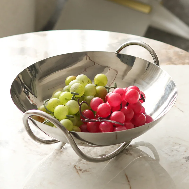 

Light luxury high-end stainless steel tray art cradle fruit snack display plate model room exhibition hall jewelry ornament